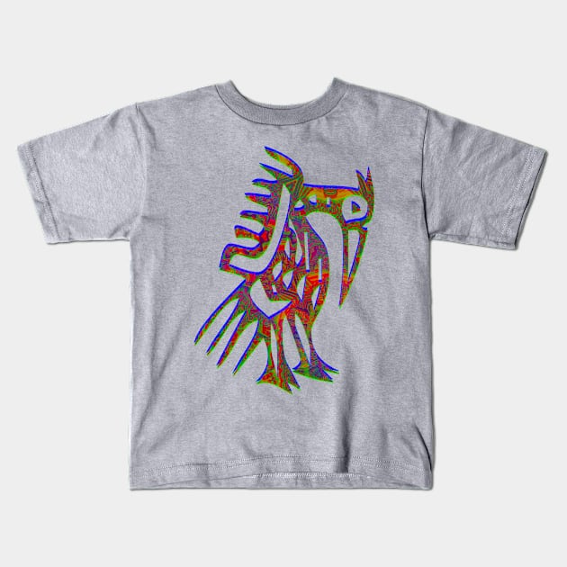 The woodpecker of the Incan Forest Kids T-Shirt by indusdreaming